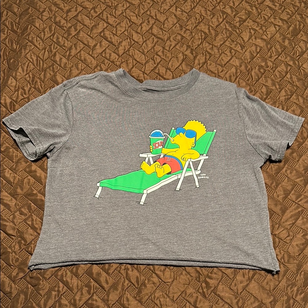 Gray T-Shirt with Bart Simpson Print